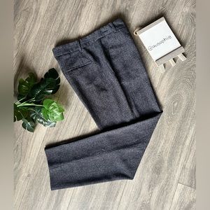 Zara basic blue grey stretch tweed trouser dress pants size 8